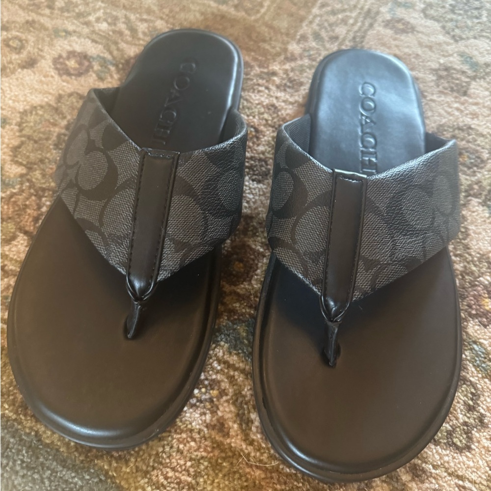 Men’s black Coach Flip Flops